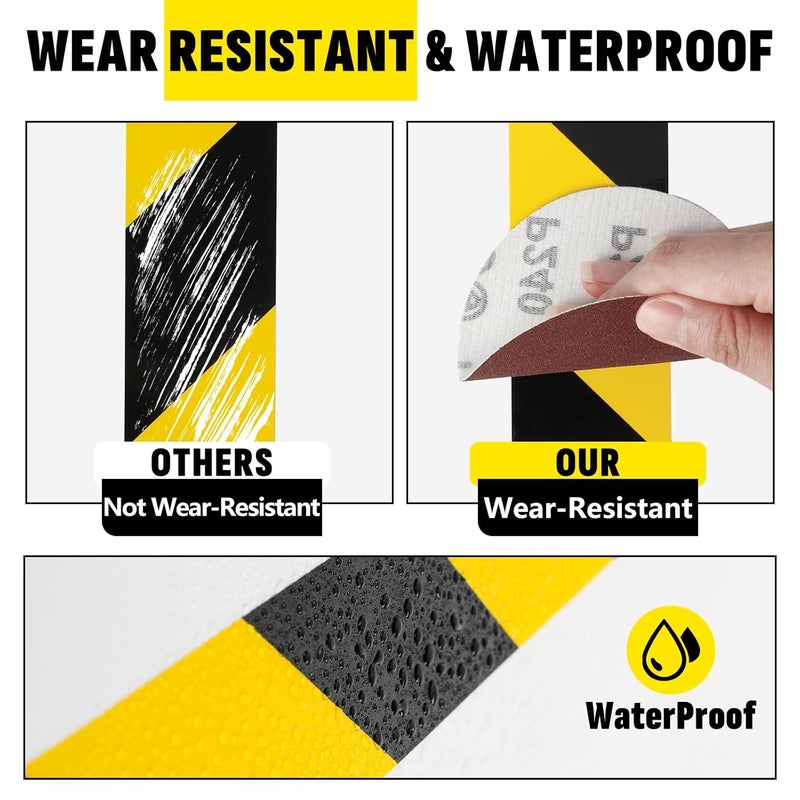 NUITPY 2'' x 200 FT Black & Yellow Caution Tape Roll, Safety Tape, Black & Yellow Floor Marking Tape, High Adhesive Hazard Tapes for Floors, Walls, Staircase, Pipes, Equipment, Dangerous Area - Image 3